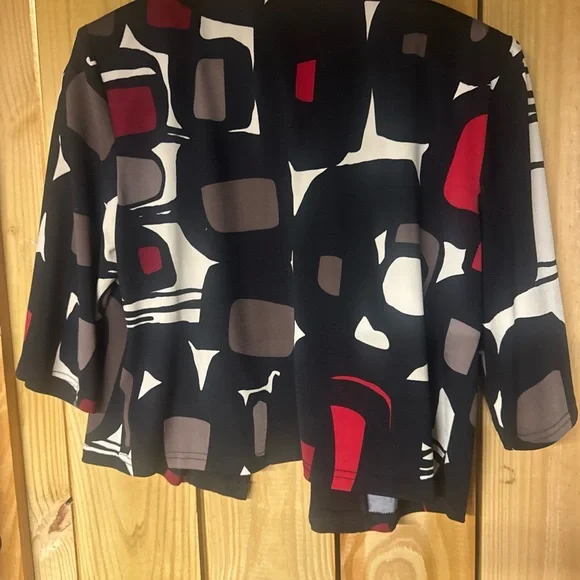 K Studio Women's Abstract Black and Red Blazer - Picture 5 of 5